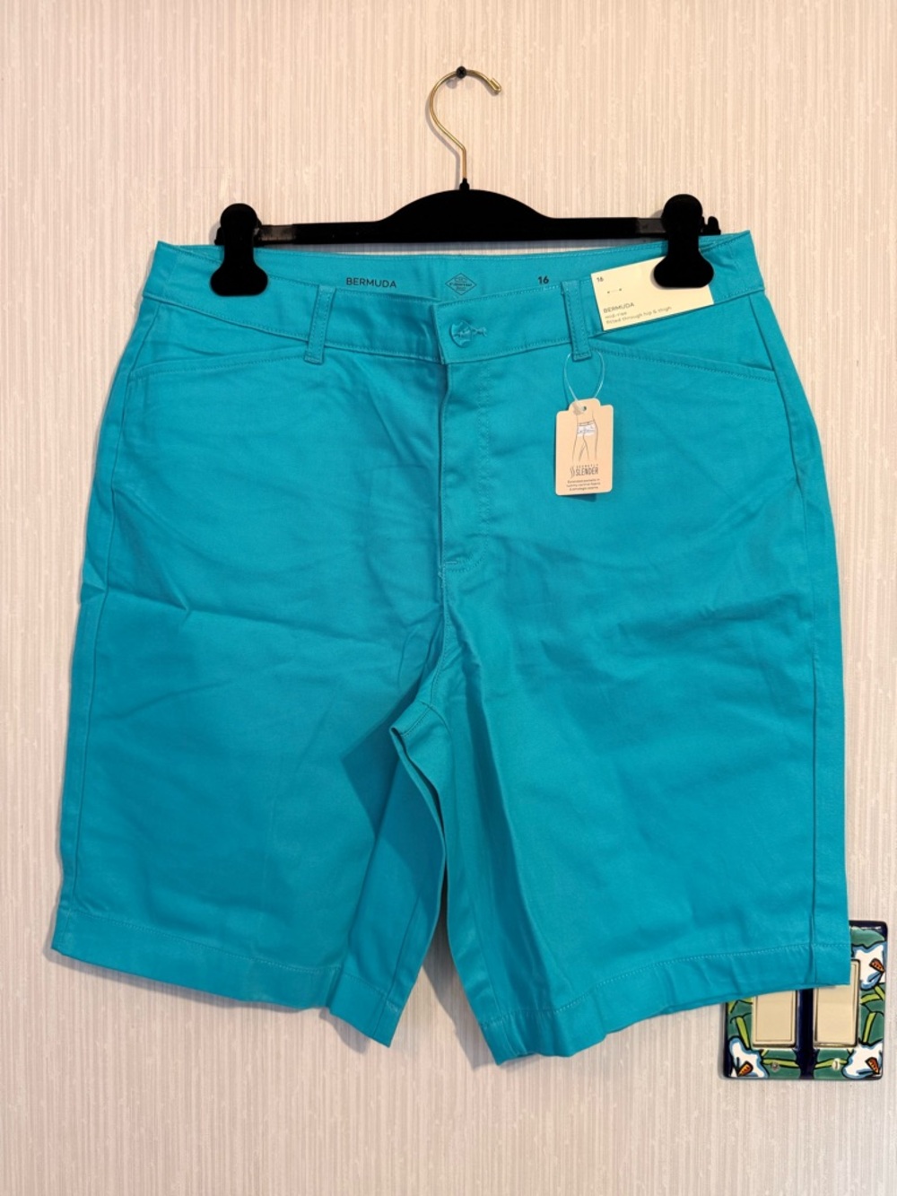 St. John's Bay Teal Bermuda Shorts - Picture 2 of 5